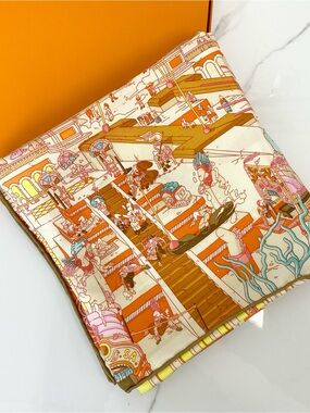 Hermès La Legende Du Cheval A Plumes Scarf 90